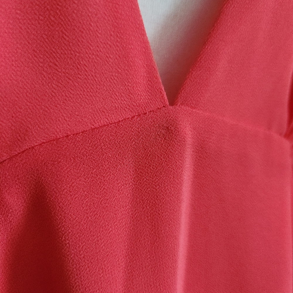 Forever 21 Front Deep V Flutter Sleeve Flowy Summer Dress Bright Coral Size L - Picture 8 of 16
